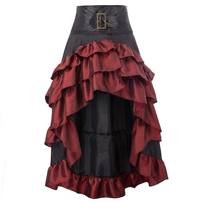 Women's Back Irregular Ruffles High Waist Stitching Cake Skirts