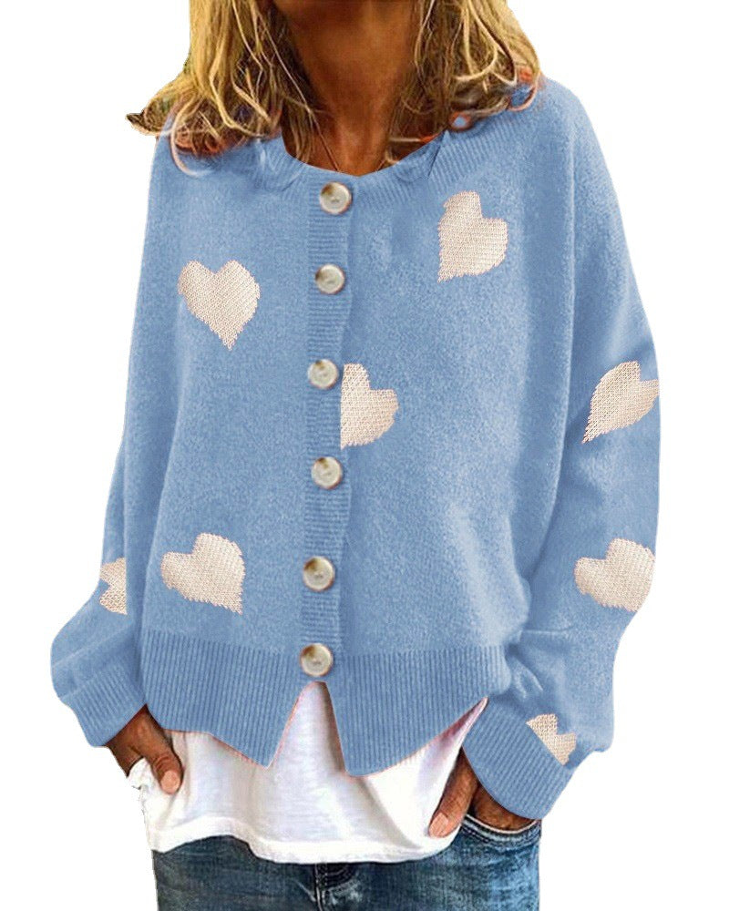 Beautiful Graceful Women's Knitted Single-breasted Love Sweaters