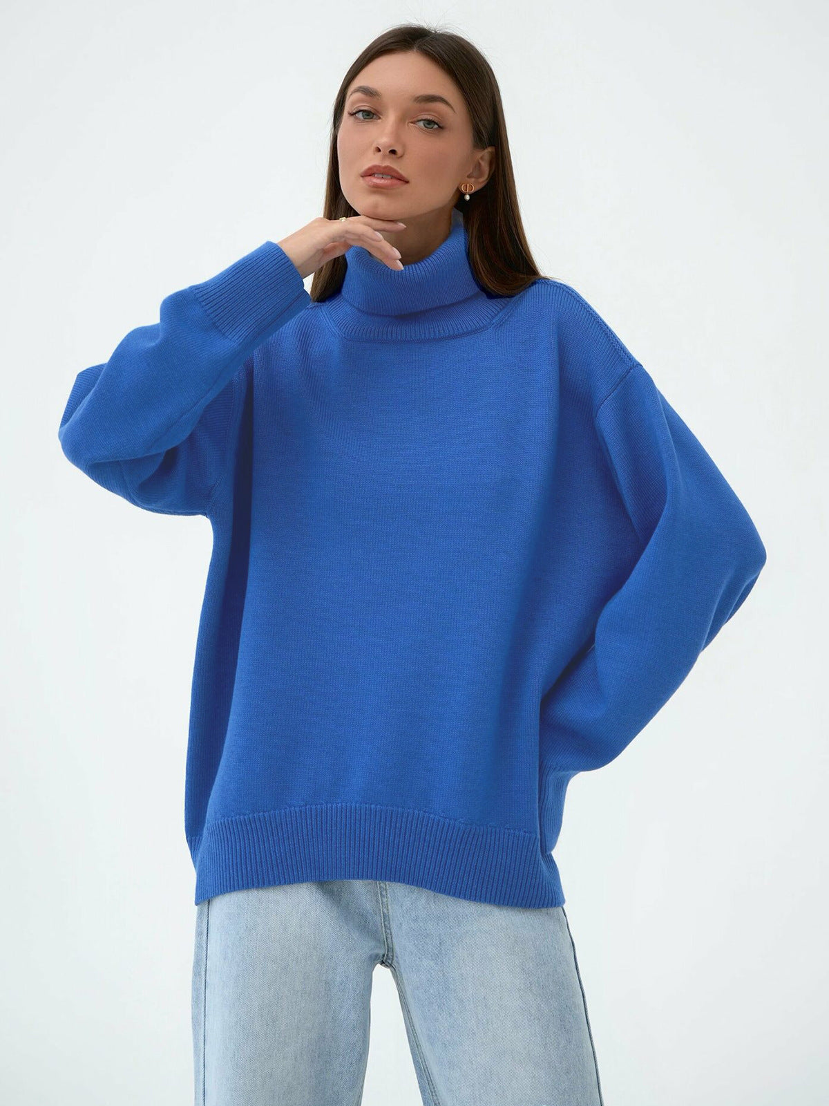 Women's Solid Color Turtleneck Loose Pullover Sweaters