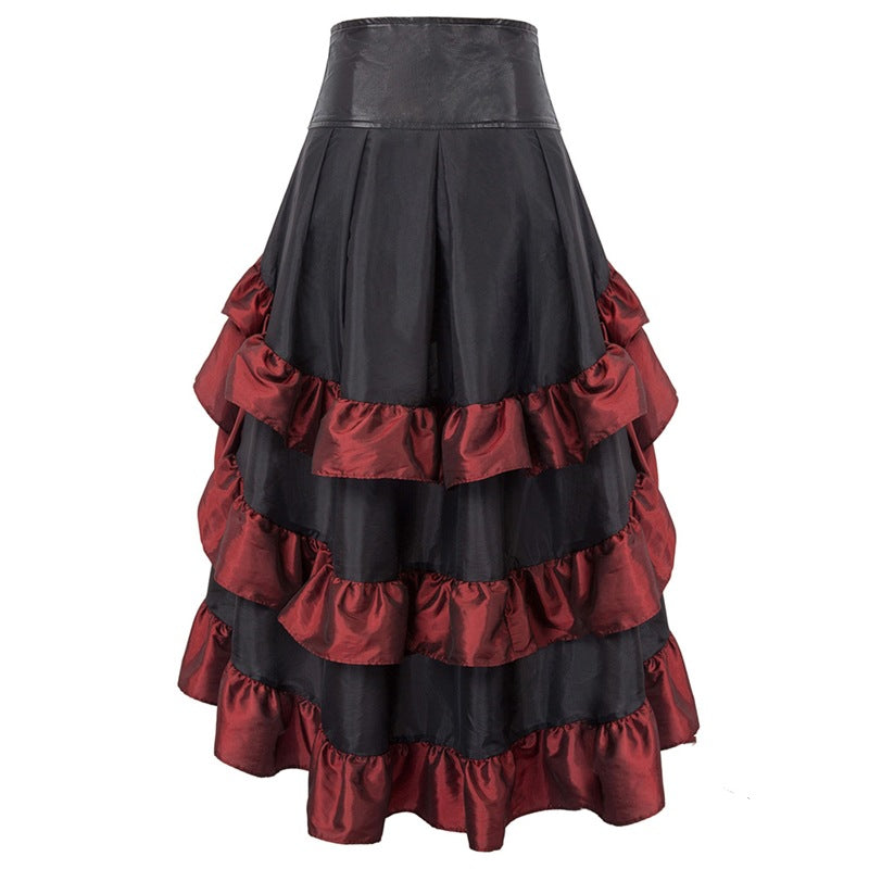 Women's Back Irregular Ruffles High Waist Stitching Cake Skirts