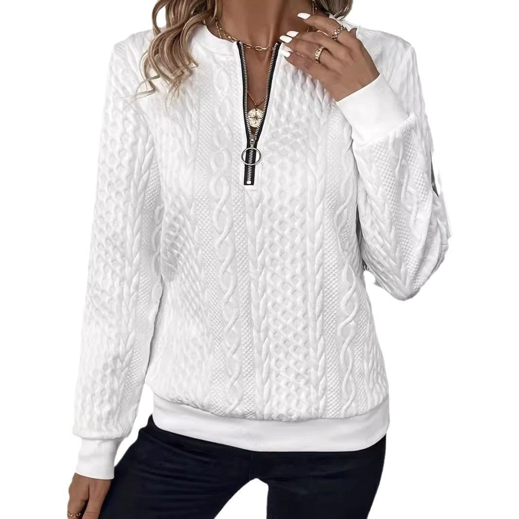 Women's Hoodie Quilted Casual Sweatshirt Zipper Sweaters