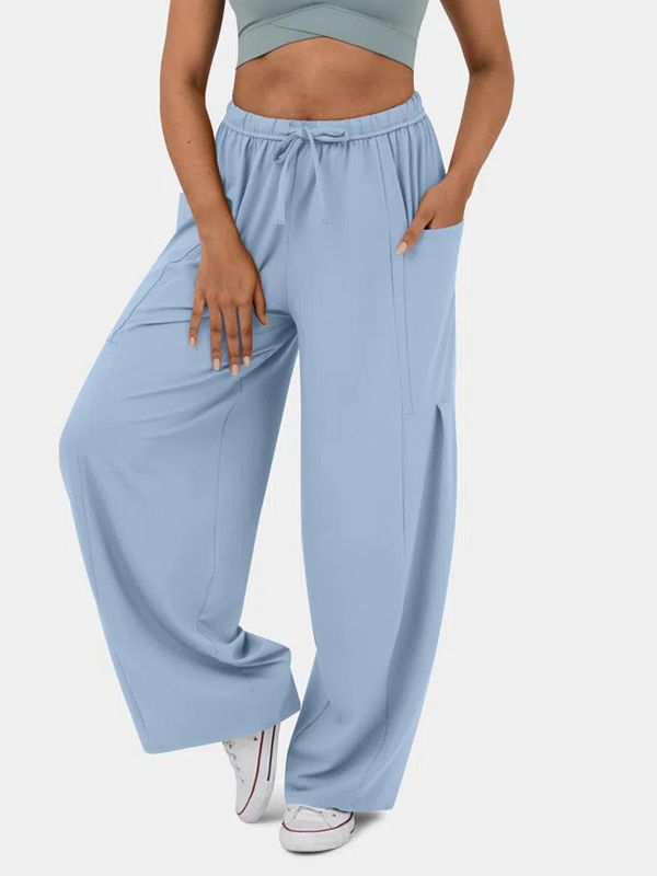 Pantalon taille haute plissé à taille élastique élégant pour femme