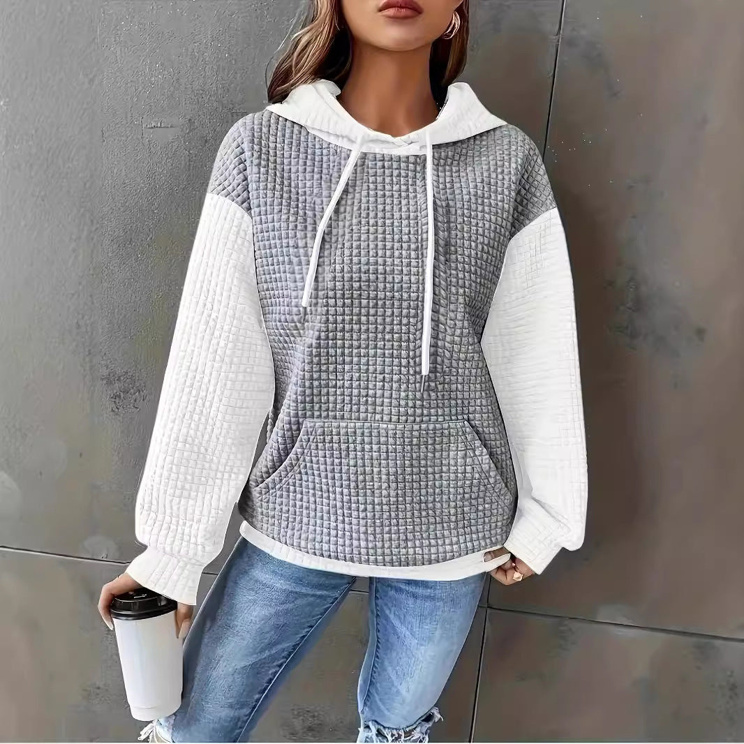 Women's Fashionable Wide Casual Loose Block Splicing Pullover Sweaters