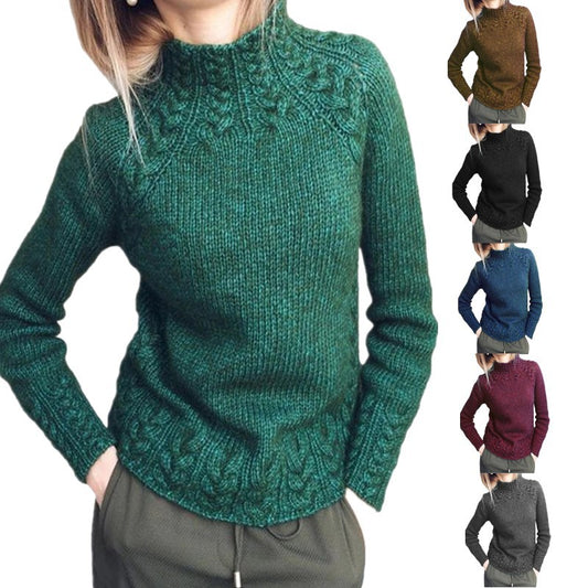 Women's Solid Color Hemp Pattern Knitted For Sweaters