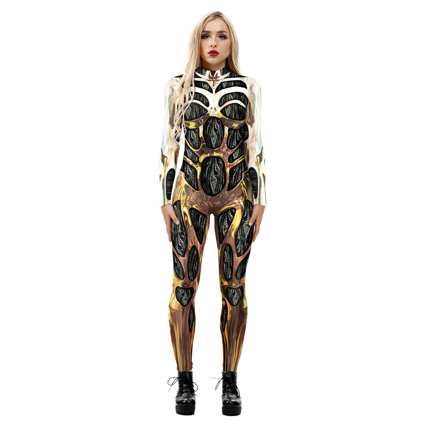 Women's Halloween Digital Printing Slim Fit Slimming Long Costumes