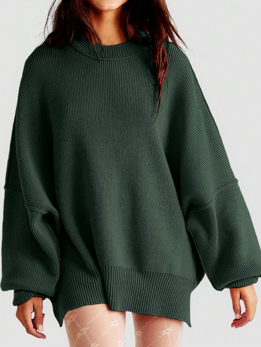 Women's Batwing Long-sleeved Autumn Knitted Side Slit Sweaters