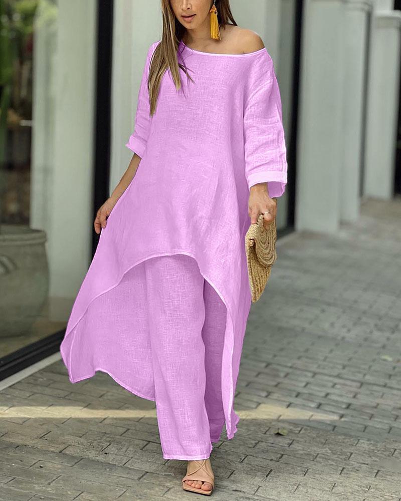 Women's Linen Fashion Casual Irregular Long Sleeve Wide Suits