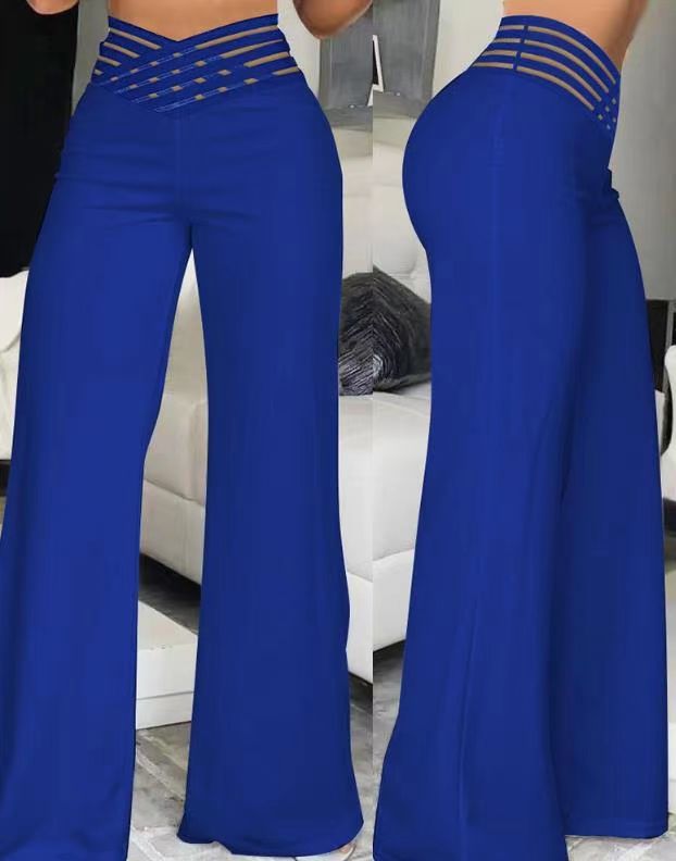 Pantalon décontracté taille haute pour femme avec ceinture et coupe droite