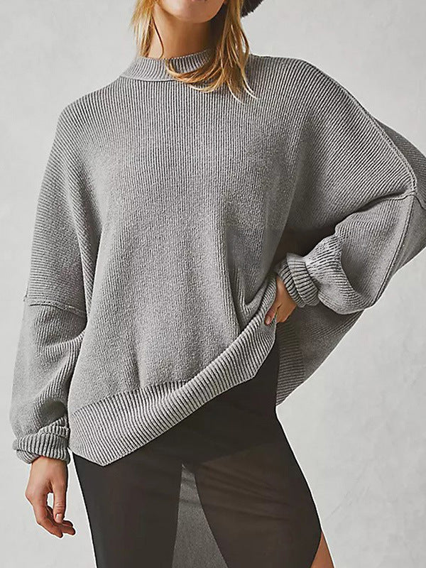 Women's Batwing Long-sleeved Autumn Knitted Side Slit Sweaters