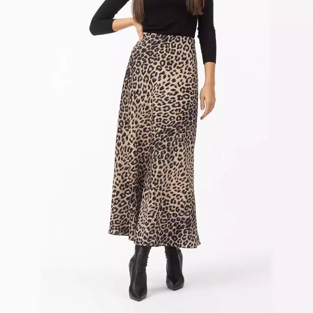 Sexy Leopard Print Maxi High Waist Skirts