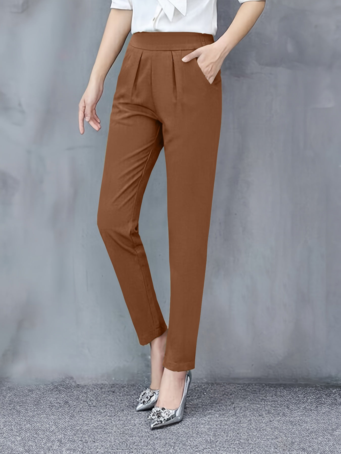 Pantalon moulant moulant pour femme, coupe slim, drapé, sarouel, décontracté, tendance, pour l'extérieur