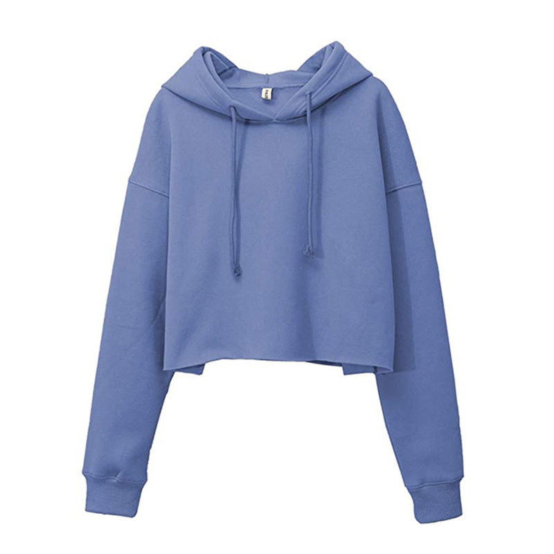 Women's Sports Fleece-lined Pullover Hoodie Personality Bare Sweaters