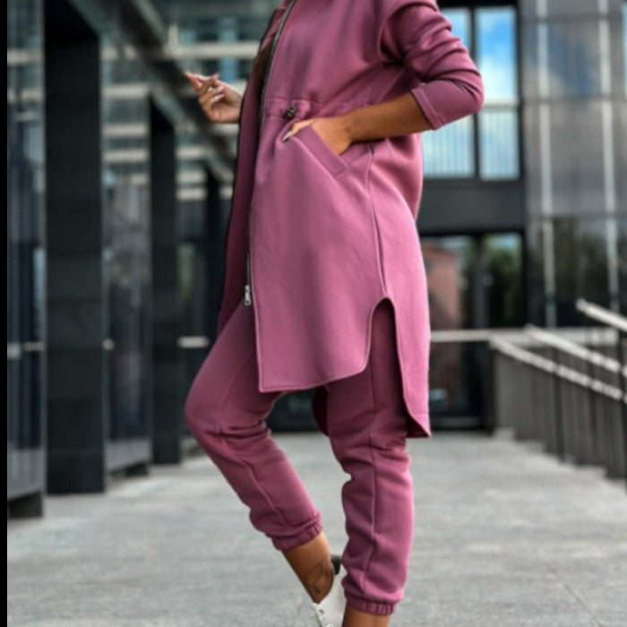 Women's Fashion Casual Hooded Fleece Two-piece Suits