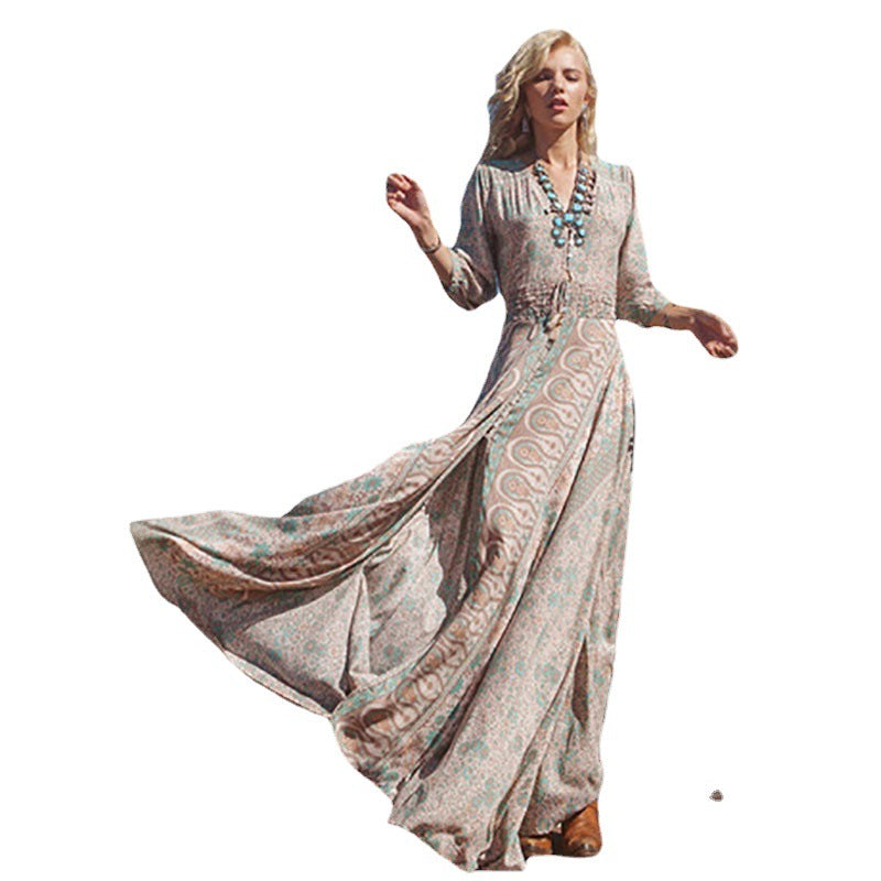 Women's Chiffon Printed Fashion Tassel Dress Dresses