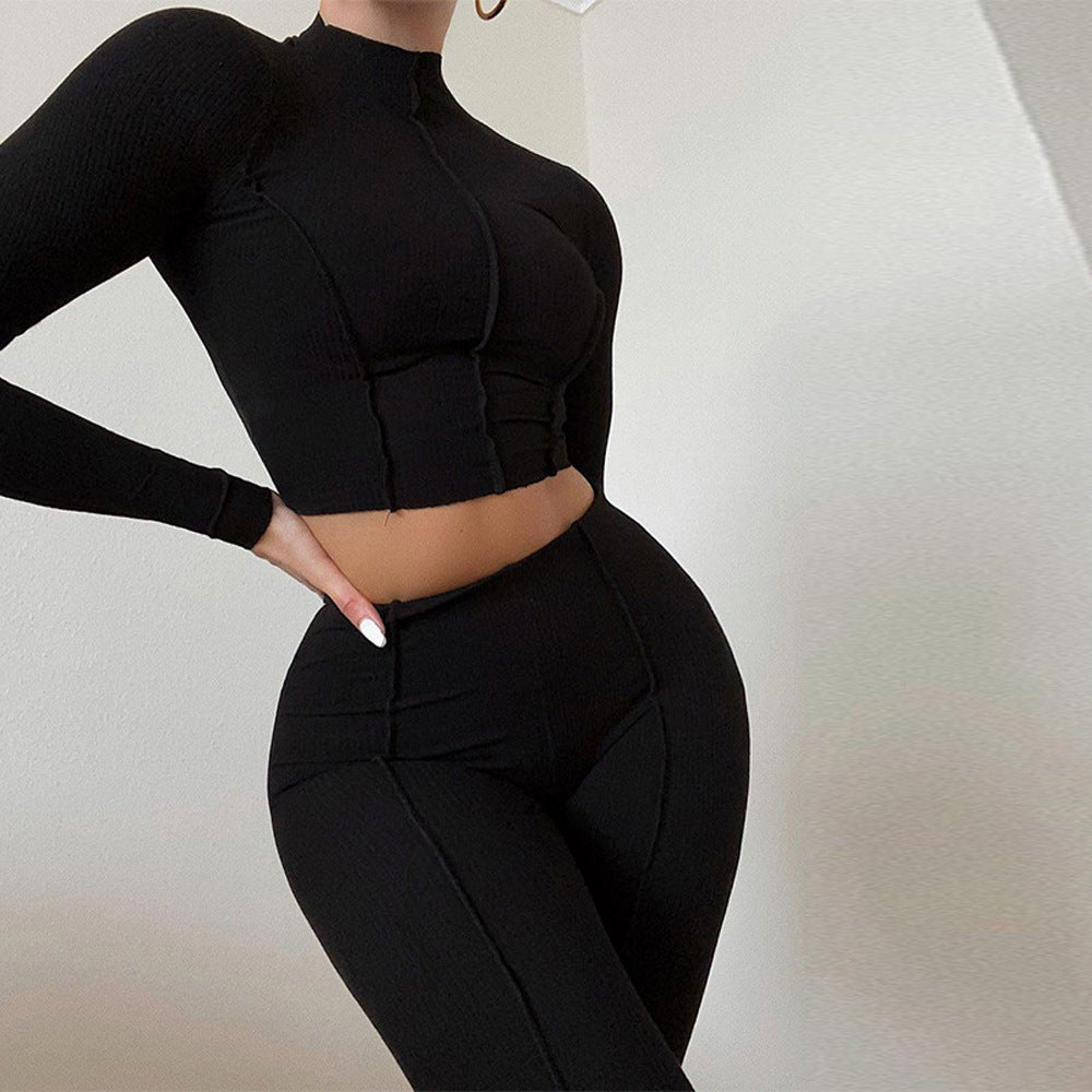 Women's Fashion Design High Waist Slim Fit Breathable Sports Solid Suits