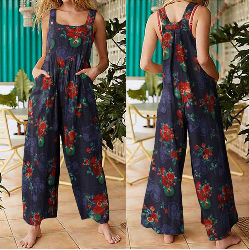 Charming Women's Loose Printed Pocket Casual Pants