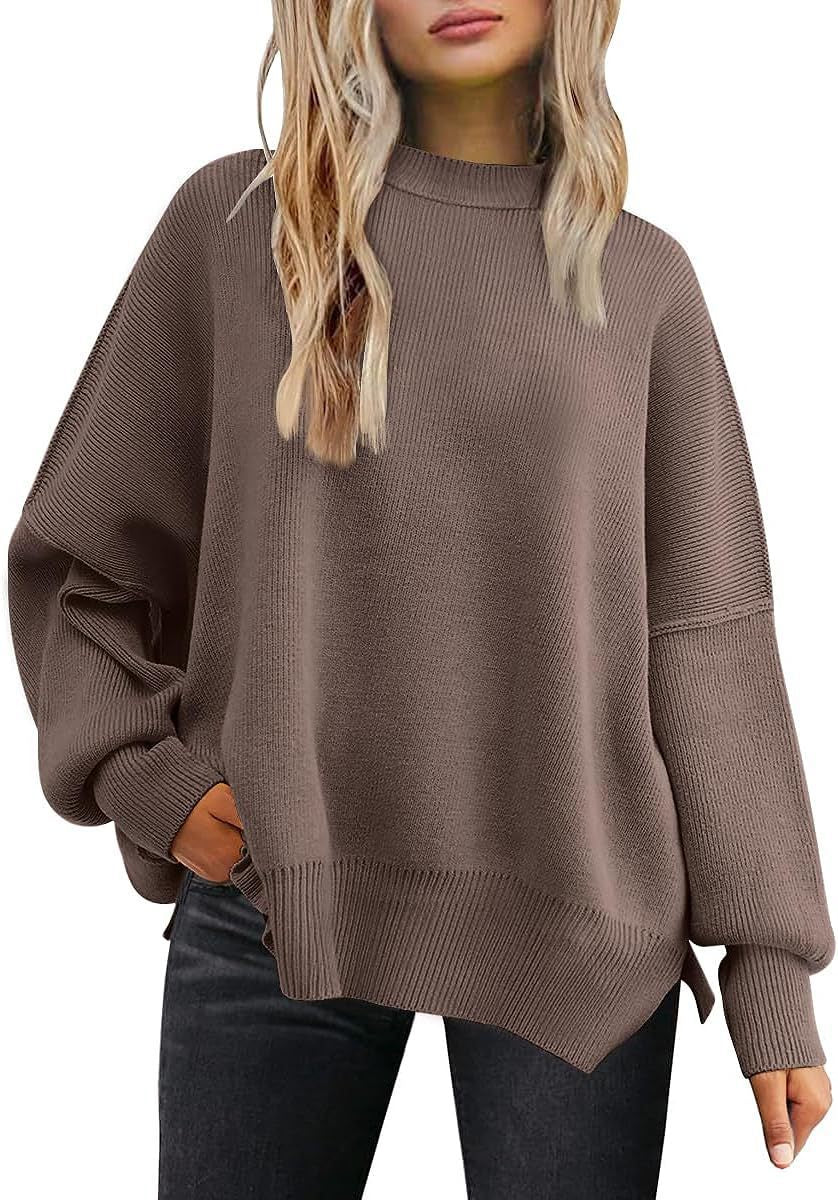 Women's Batwing Long-sleeved Autumn Knitted Side Slit Sweaters