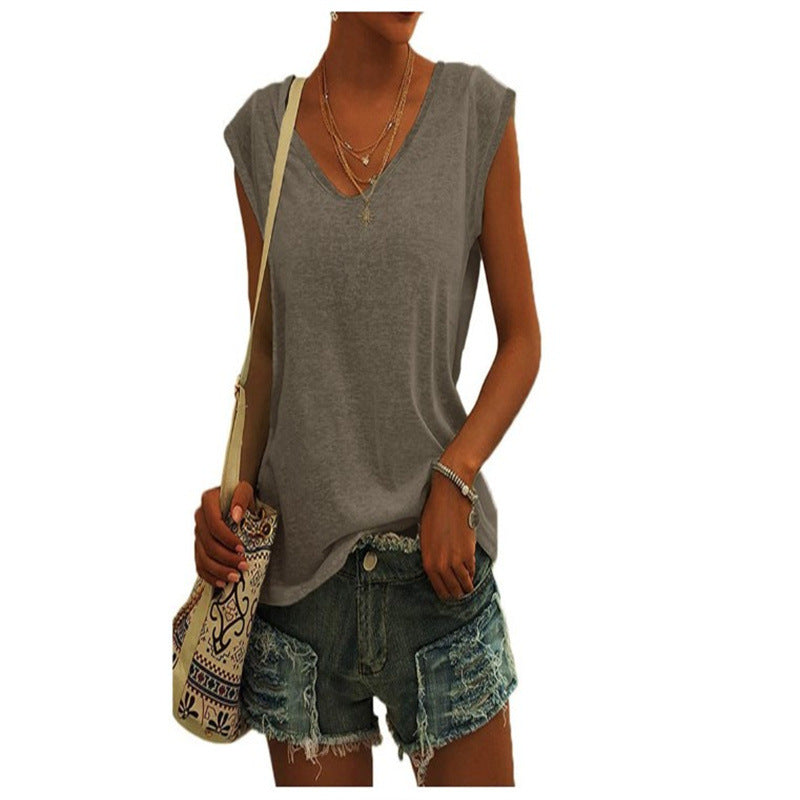 Women's Solid Color Cover Sleeve Casual Loose Blouses