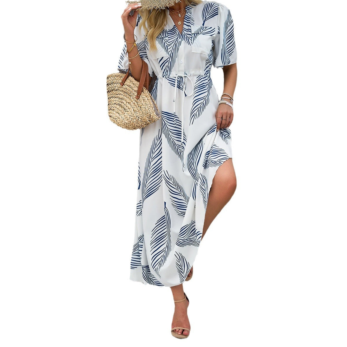 Women's Elegant Vacation Style Printed Sleeve Dress Dresses