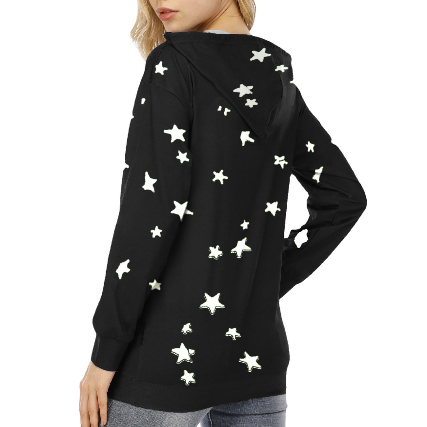 Women's Star Print Loose Large Hooded Sweaters