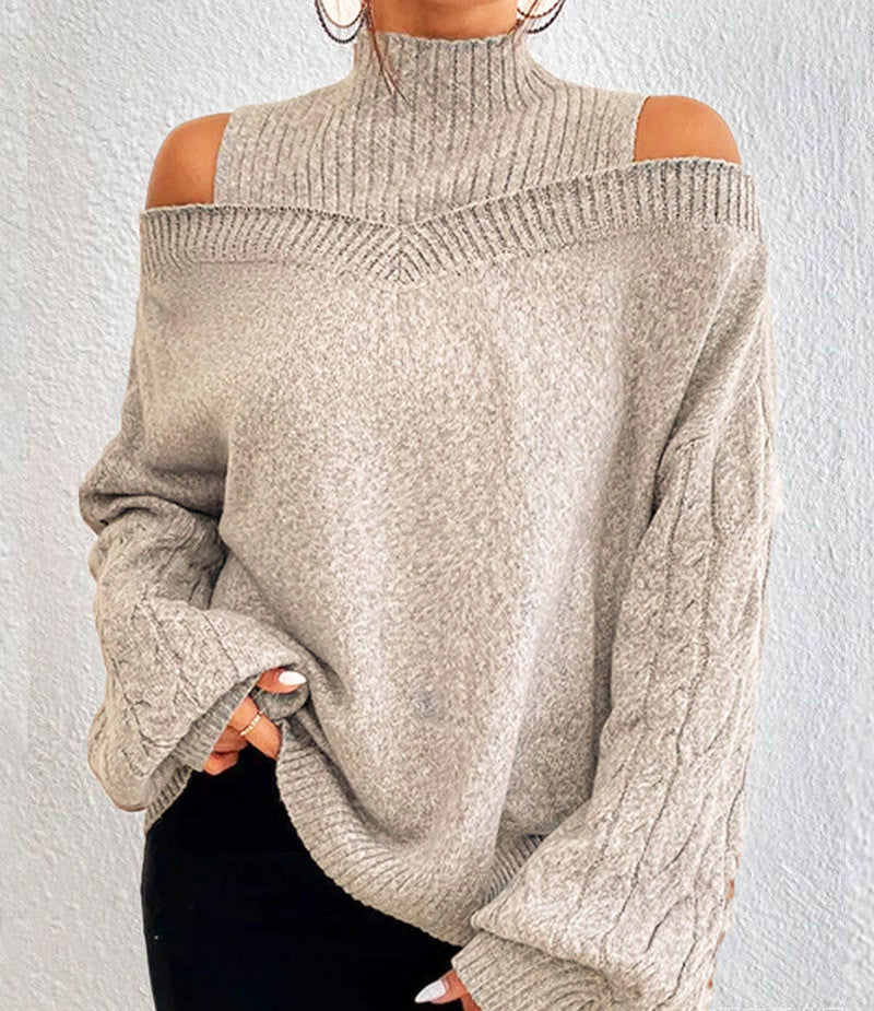 Women's Glamorous Mock Neck Loose Large Sweaters