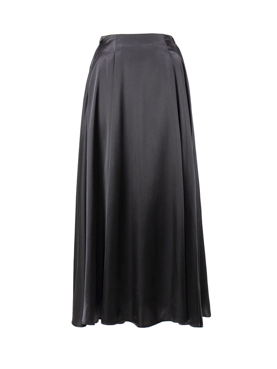 Women's Summer Elegant High Waist Satin Long Skirts