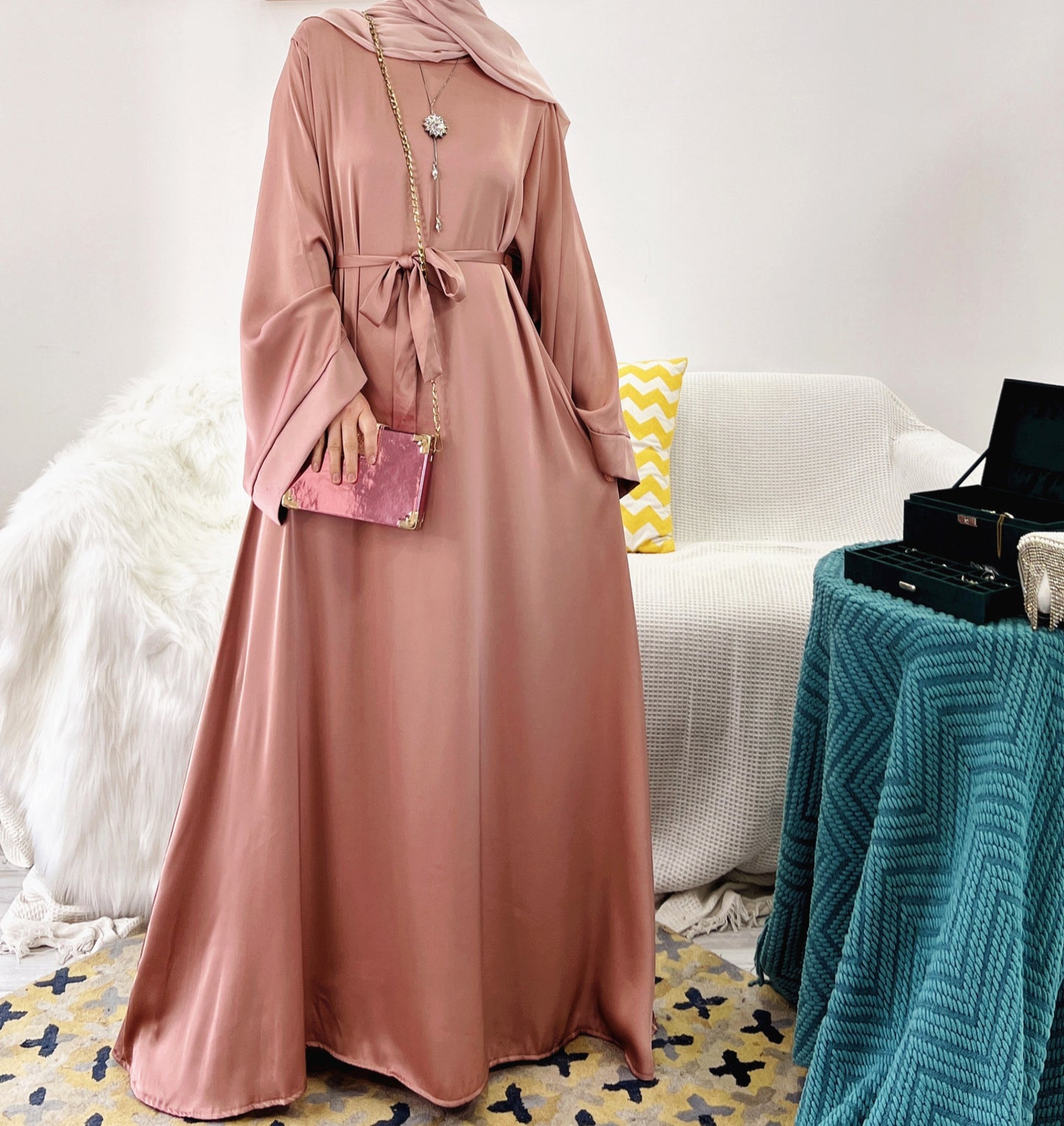 Basic Solid Color Multicolor Robe Dress Plus Size