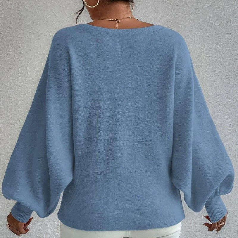 Women's Loose Pullover Knitting Lantern Sleeve Design Sweaters