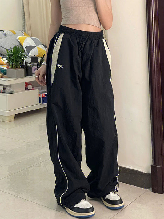 Pantalon de jogging taille élastique style hip-hop ample et haut