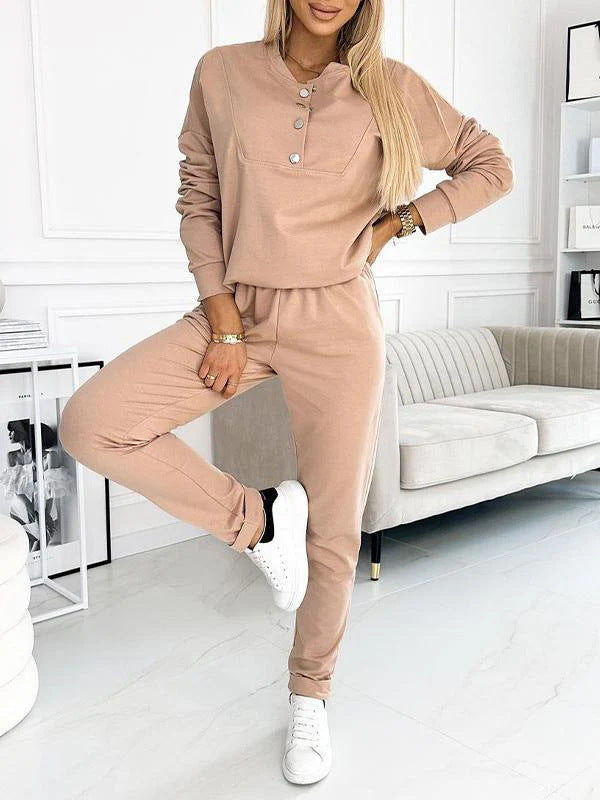 Women's Half Button Long Sleeve Casual Sports Suits