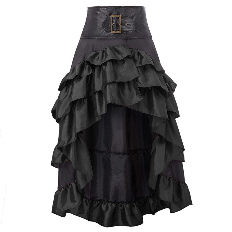 Women's Back Irregular Ruffles High Waist Stitching Cake Skirts