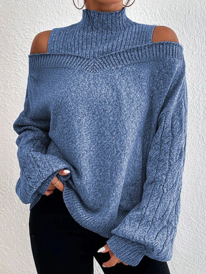 Women's Glamorous Mock Neck Loose Large Sweaters