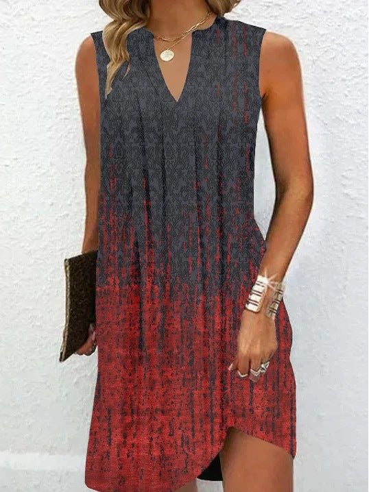 Women's A- Line Sleeveless Dress Summer Printed Dresses