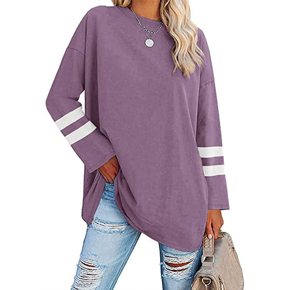 Women's T-shirt Color Loose Shoulder Sleeve Round Blouses