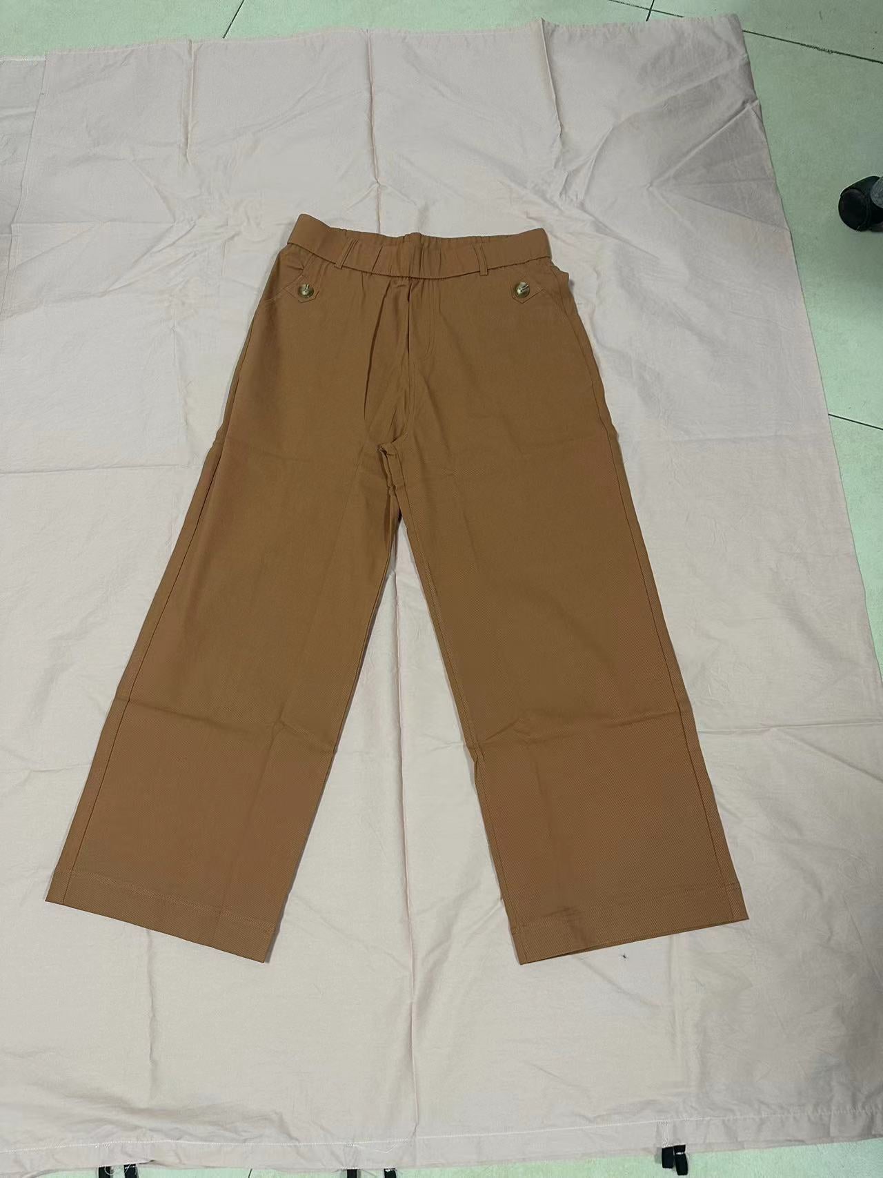 Pantalon drapé décontracté taille haute pour femme