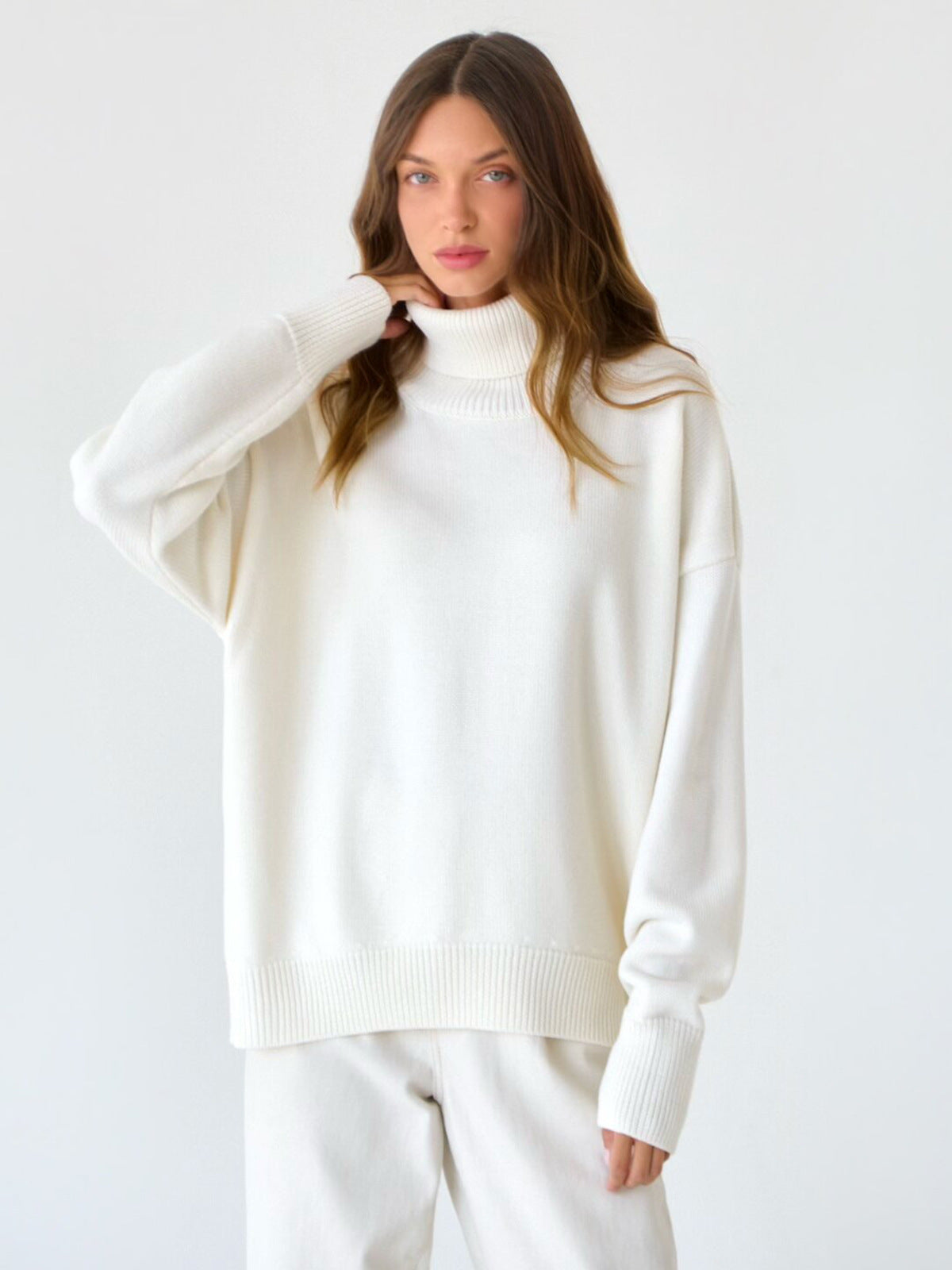 Women's Solid Color Turtleneck Loose Pullover Sweaters