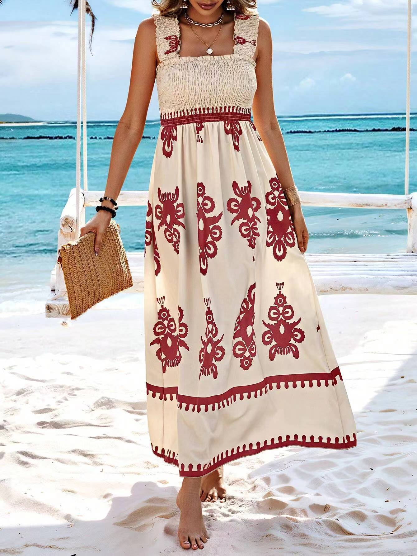 Women's Beach Dress Holiday Style Printing Clothing