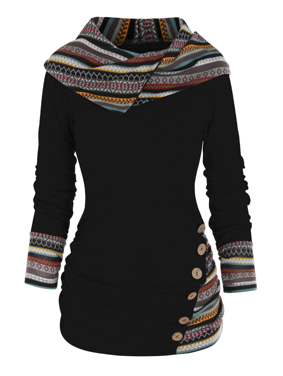 Women's Hooded Knitted Long Sleeve Button Casual Sweaters