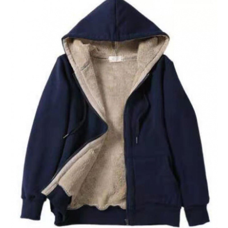 Women's Autumn Plush Hooded Long Sleeve Solid Color Sweaters