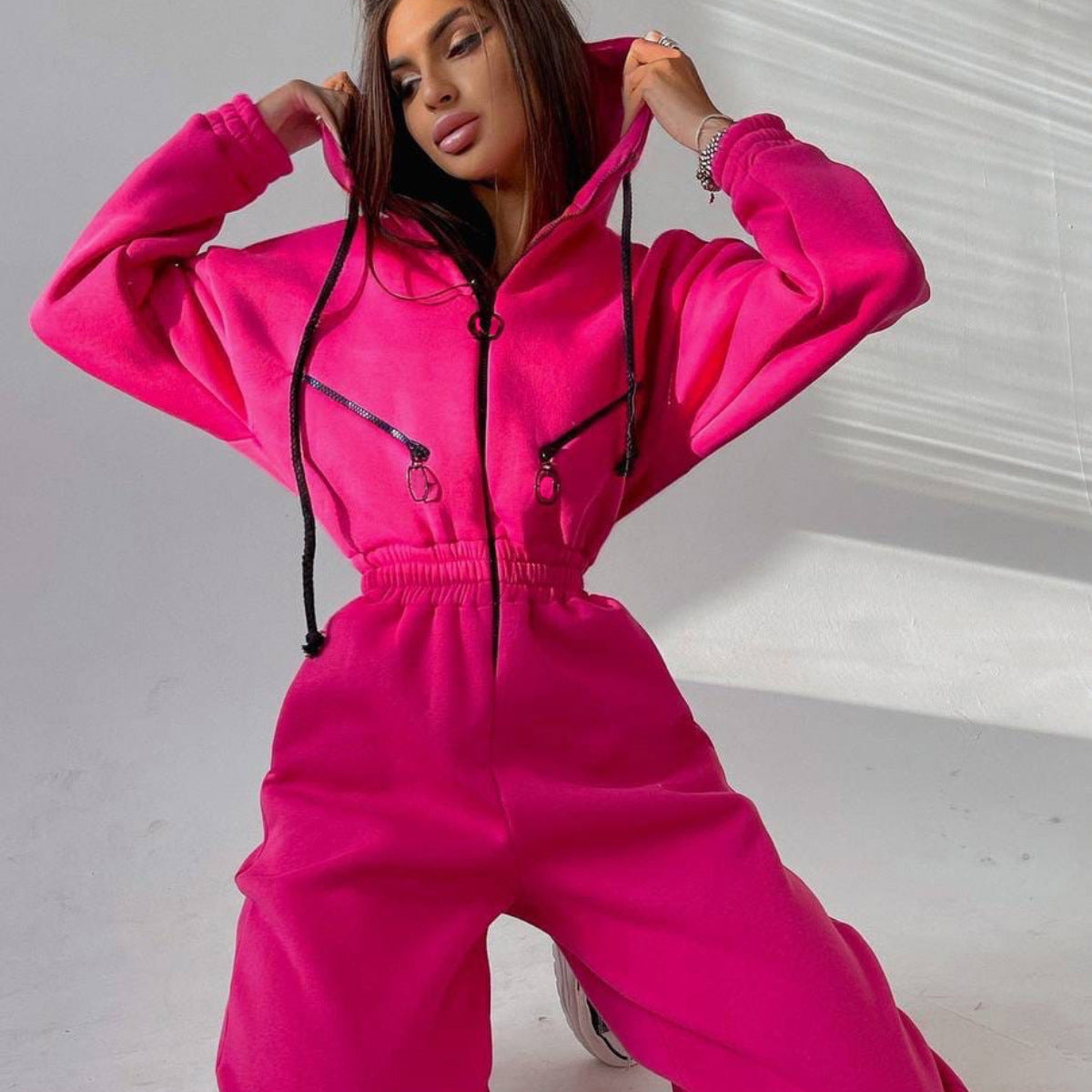 Classic Women's Sports Leisure Hooded One-piece Jumpsuits