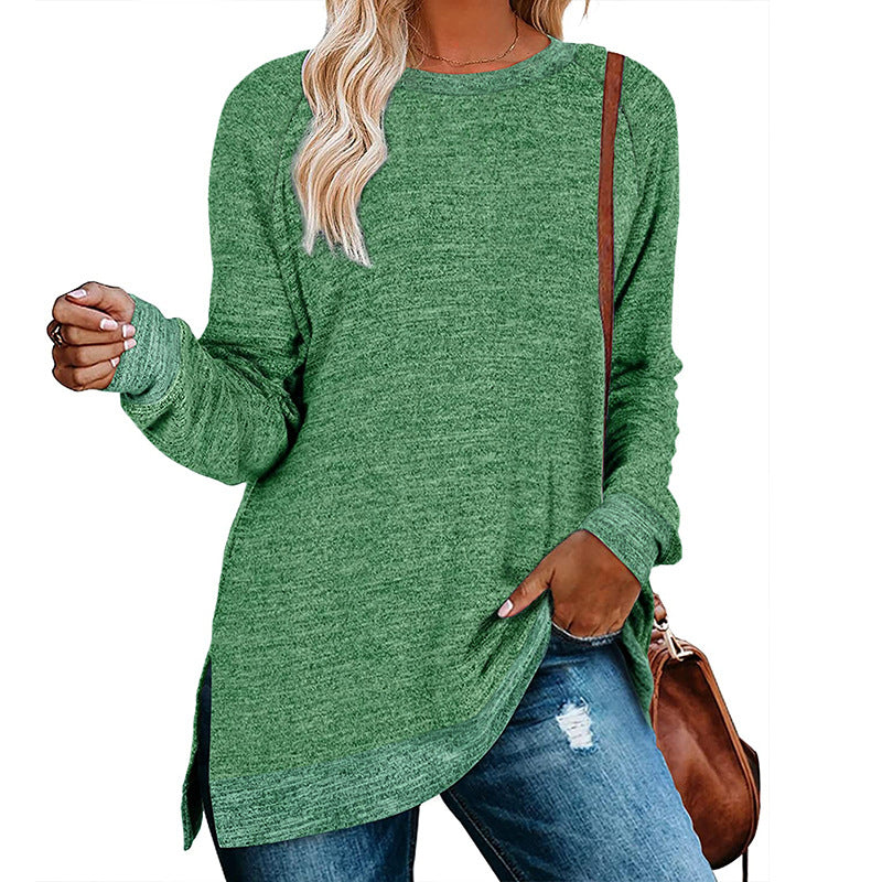 Women's Long Sleeve Round Neck Multicolor Loose Leisure Pullover Tops