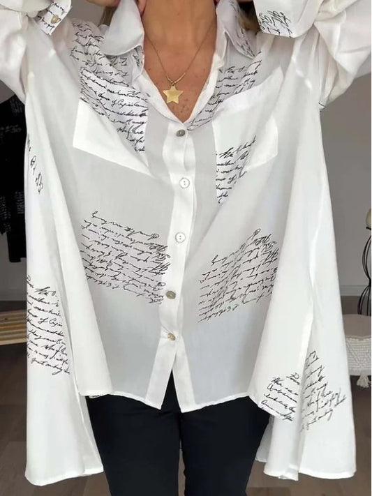 Women's Fashion Printed Loose Sexy Dovetail Shirt Blouses