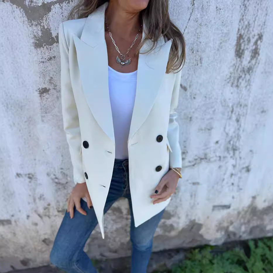 Blazers à manches longues pour femmes, couleur unie, mode automne