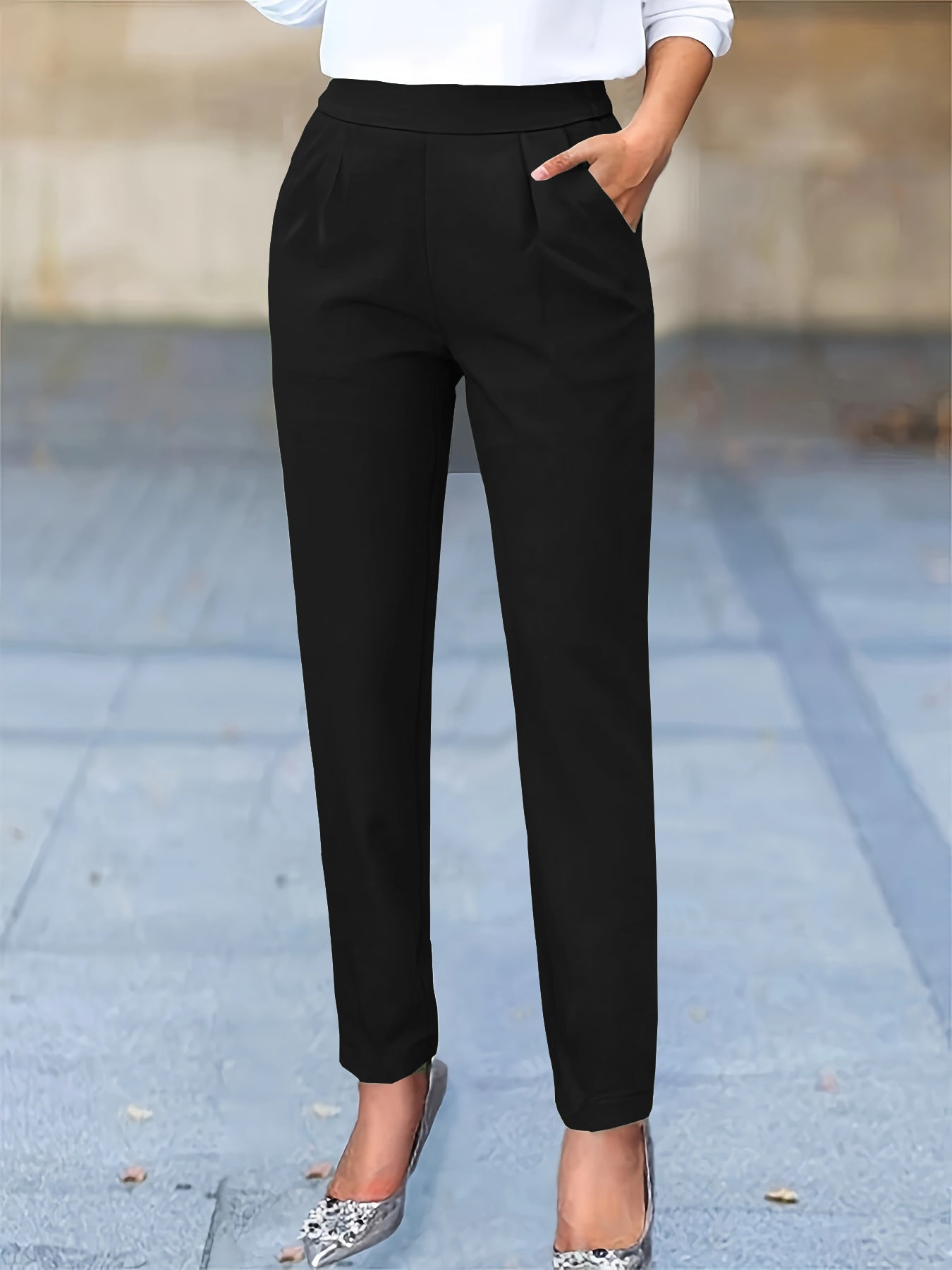 Pantalon moulant moulant pour femme, coupe slim, drapé, sarouel, décontracté, tendance, pour l'extérieur