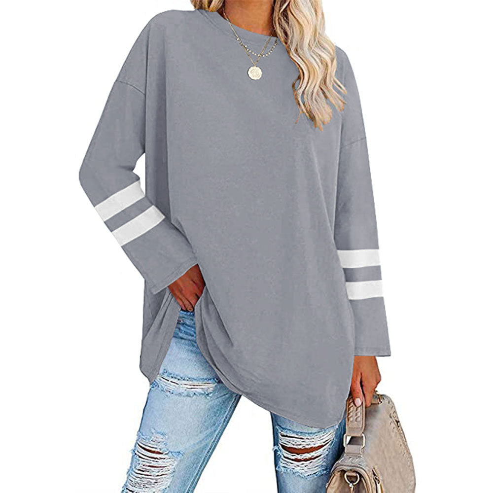 Women's T-shirt Color Loose Shoulder Sleeve Round Blouses