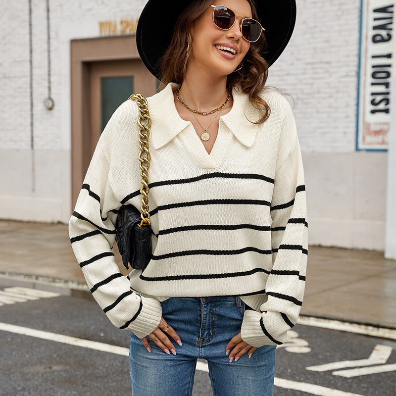 Women's Pretty Casual Collar Striped Pullover Sweaters