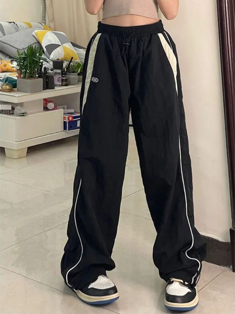 Pantalon de jogging taille élastique style hip-hop ample et haut