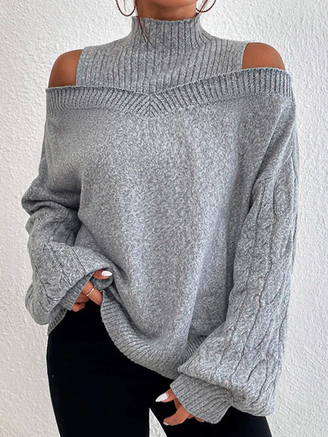 Women's Glamorous Mock Neck Loose Large Sweaters