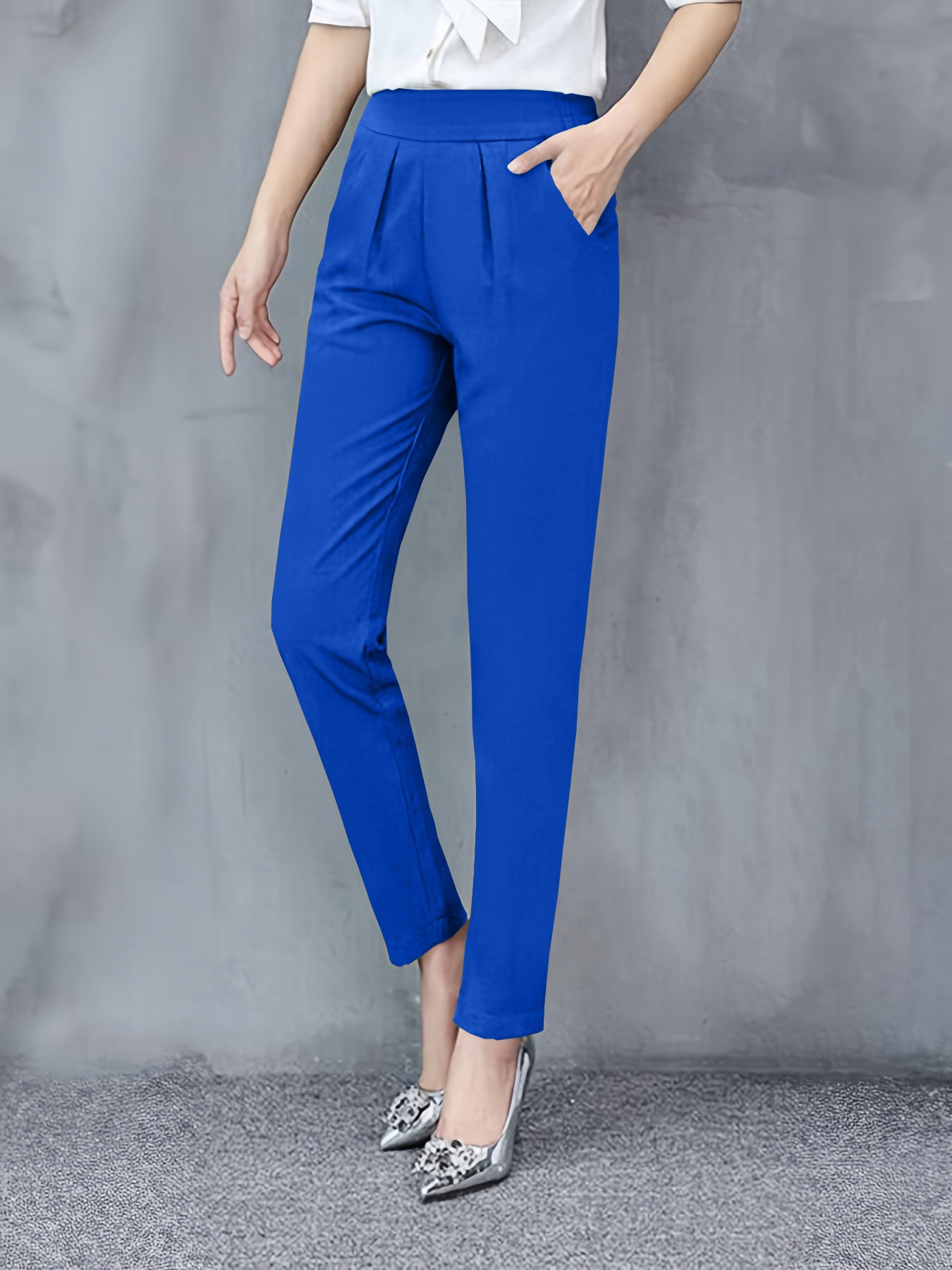 Pantalon moulant moulant pour femme, coupe slim, drapé, sarouel, décontracté, tendance, pour l'extérieur