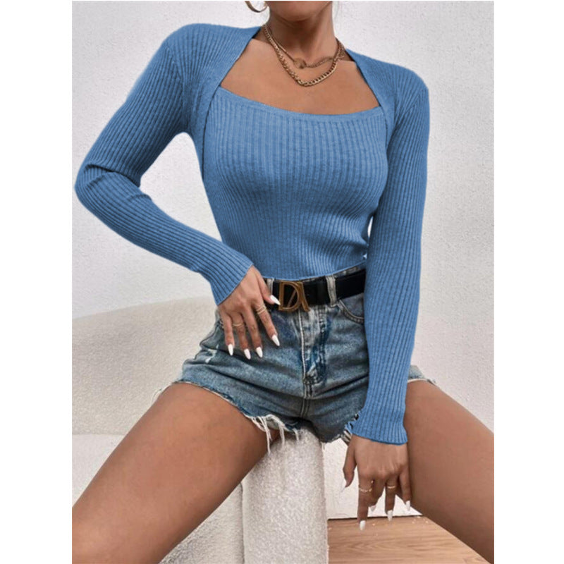 New Women's Slim-fit Long-sleeved Knitted Shirt Sweaters